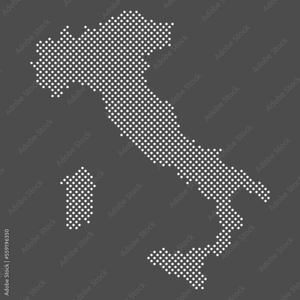 Italy map dot on gray background.  Dotted map of Italy. Vector eps10.