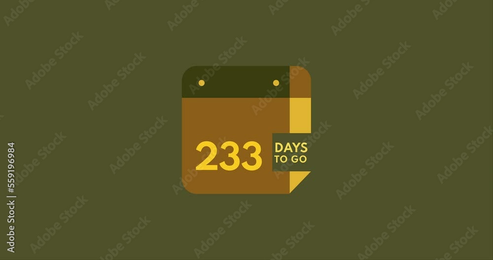 233 days to go calendar icon, 233 days countdown modern animation, Countdown left days 233 days to go calendar icon, 233 days countdown modern animation, Countdown left days