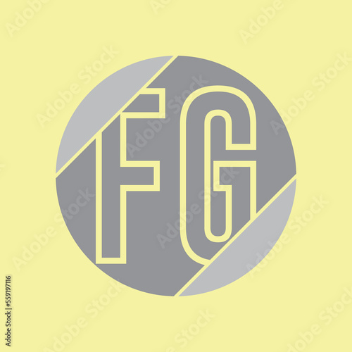 Unique artistic silver FG and gold color Background initial based Alphabet icon logo. Initial letter FG logo template. F G logo template.