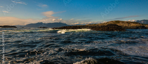 pacific ocean seascape in front of Tofino, Vancouver Island, Canada photo