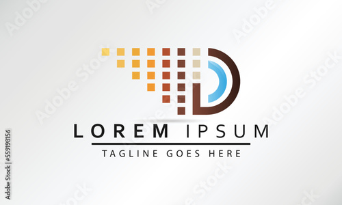 Letter D Logo Design.network digital logo icon template. technology logo, web net icon, Company