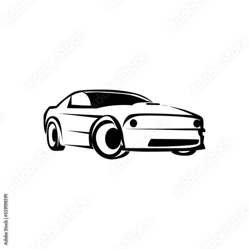 Silhouette racing car logo design