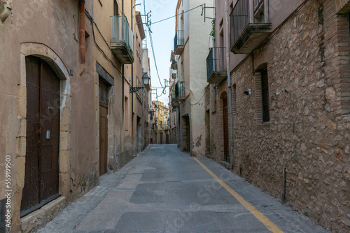 pedestrian street within the walls of the town montblanc  tarragona 
