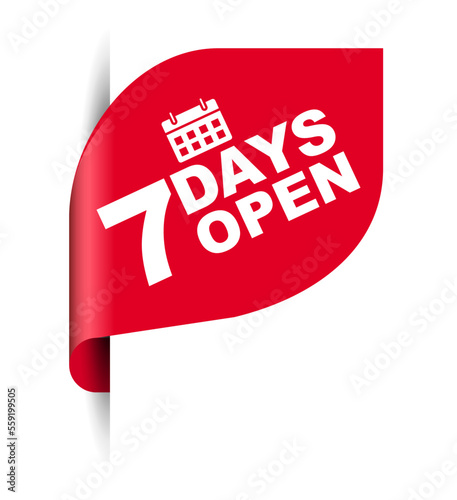 red vector illustration banner seven days open