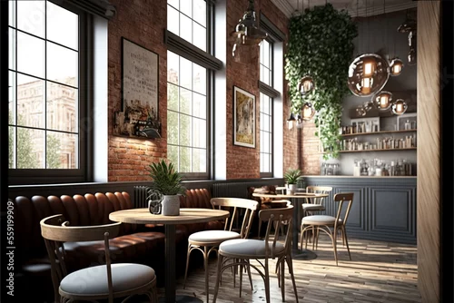 Obraz Loft style modern cafe interior in new york 