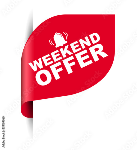 red vector illustration banner weekend offer