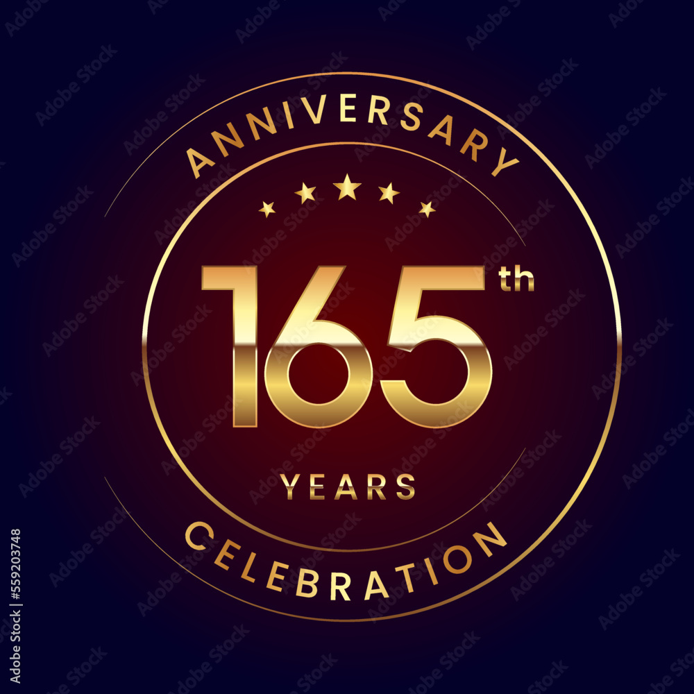 165th Anniversary. A luxurious and simple logo design with gold color ring and text for an anniversary celebration event. Logo Vector Illustration 165th Anniversary. A luxurious and simple logo design with gold color ring and text for an anniversary celebration event. Logo Vector Illustration