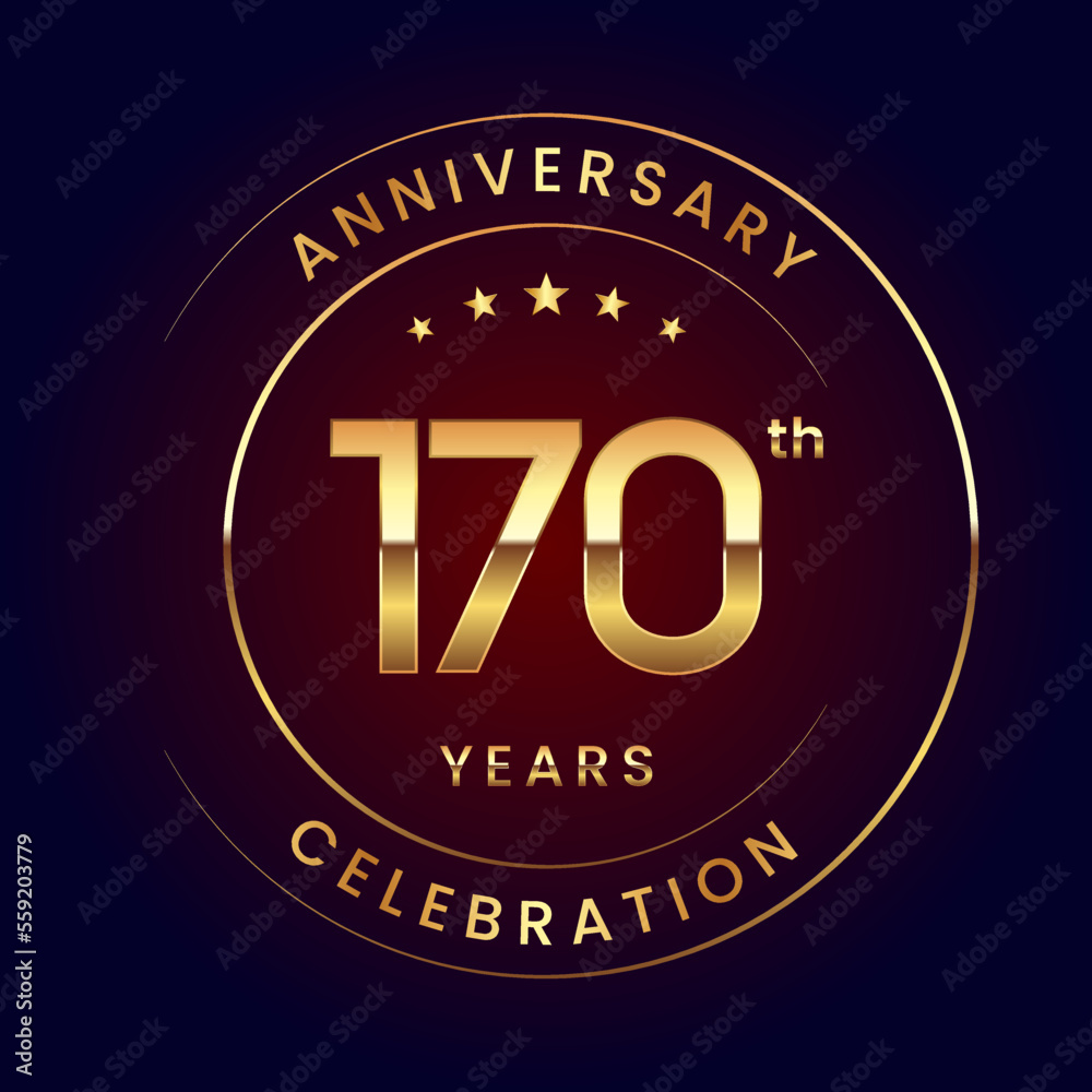 170th Anniversary. A luxurious and simple logo design with gold color ring and text for an anniversary celebration event. Logo Vector Illustration 170th Anniversary. A luxurious and simple logo design with gold color ring and text for an anniversary celebration event. Logo Vector Illustration