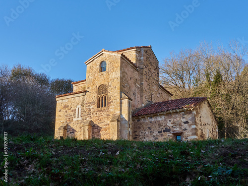 San Miguel de Lillo is a pre romanesque Asturian church built on the  Naranco mount, part of the same complex as Santa María del Naranco. Oviedo, Asturias, Spain photo