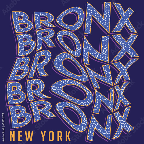 Illustration Text, Bronx with cool texture with shadow and text New York, Fashion Style. of 90s.
