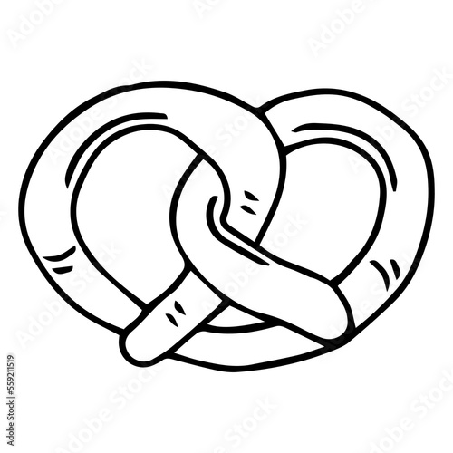 Pretzel illustration, drawing, engraving, ink, line art, vector