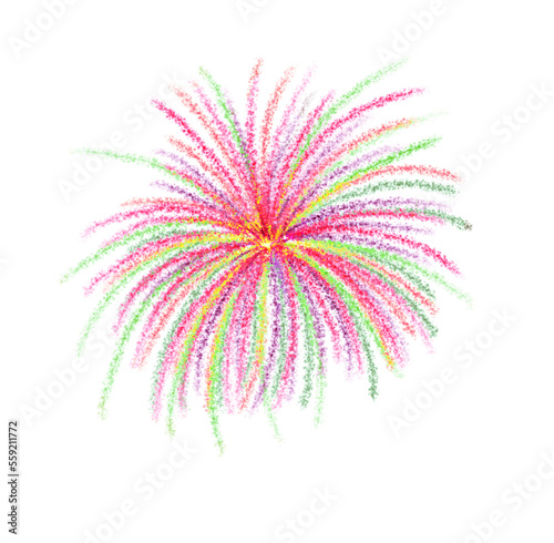 Fireworks display celebration. Handdrawn illustration