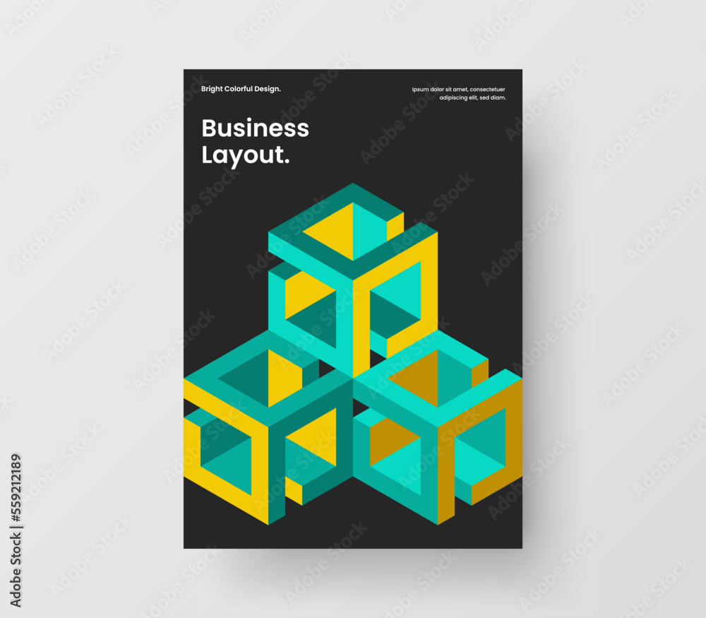 Isolated geometric tiles leaflet concept. Colorful company brochure A4 vector design layout.