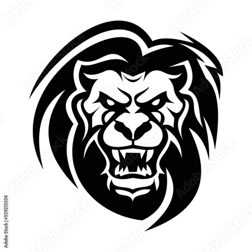 Fototapeta Naklejka Na Ścianę i Meble -  Lion silhouette logo symbol design illustration. Clean logo mark design. Illustration for personal or commercial business branding.