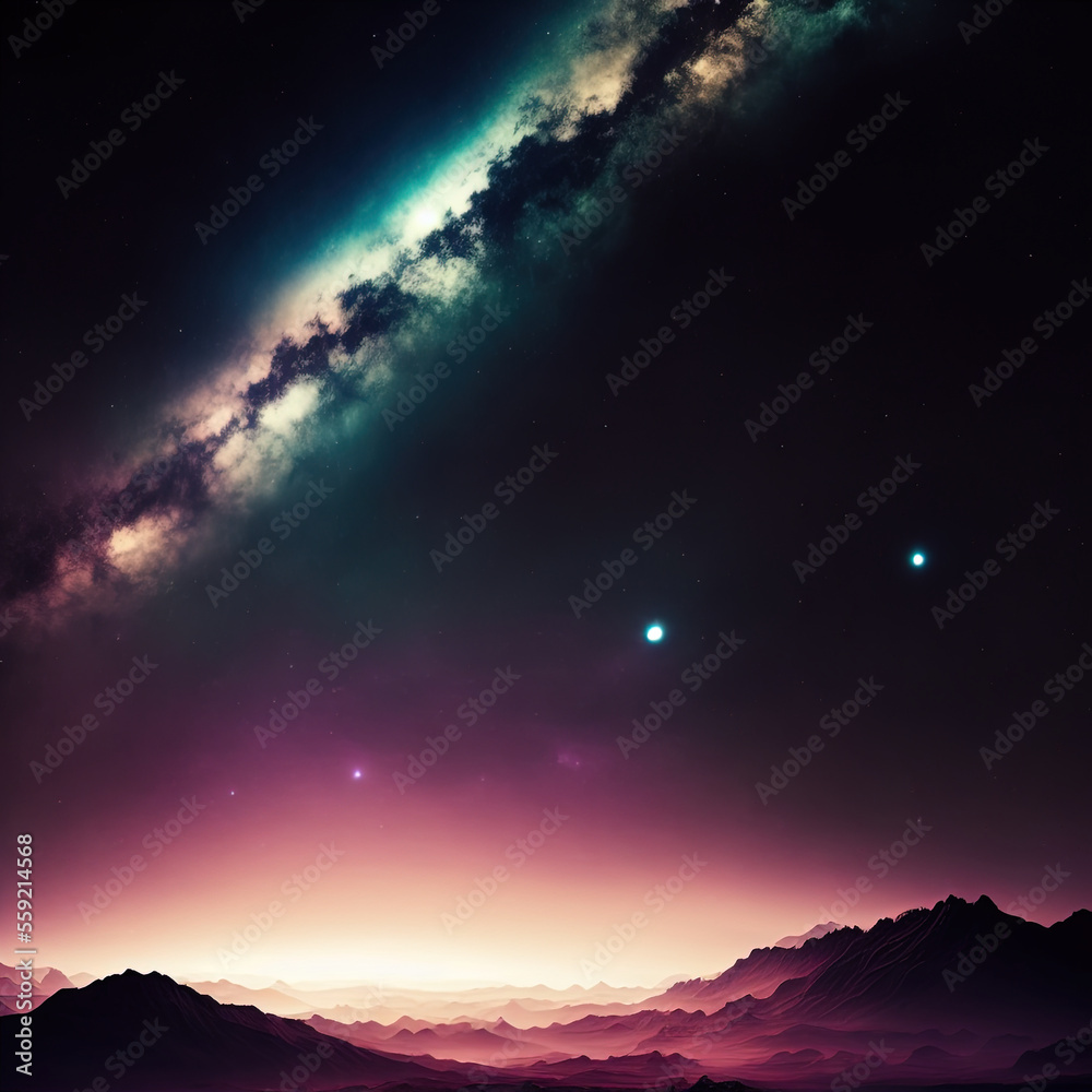 Naklejka premium art illustration of the night sky . Generative AI