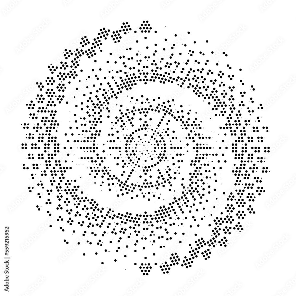 Grey halftone dots and lines in spiral form. Geometric shape. Vector illustration. Monochrome background. Design elements for prints, web, tattoo, template, presentation, logo, and textile pattern Grey halftone dots and lines in spiral form. Geometric shape. Vector illustration. Monochrome background. Design elements for prints, web, tattoo, template, presentation, logo, and textile pattern