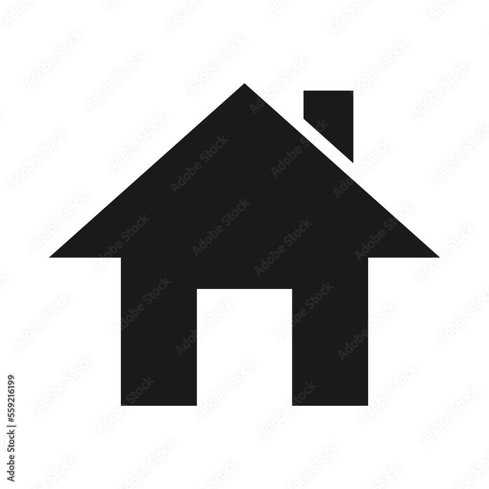 House icon. Home icon. House symbol. Black house icon on a white background. Vector illustration.