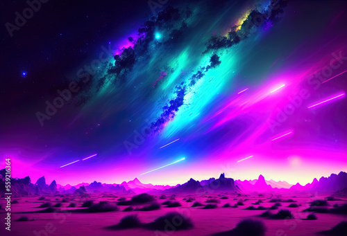 Wallpaper Mural Neon color night sky art illustration. Generative AI Torontodigital.ca