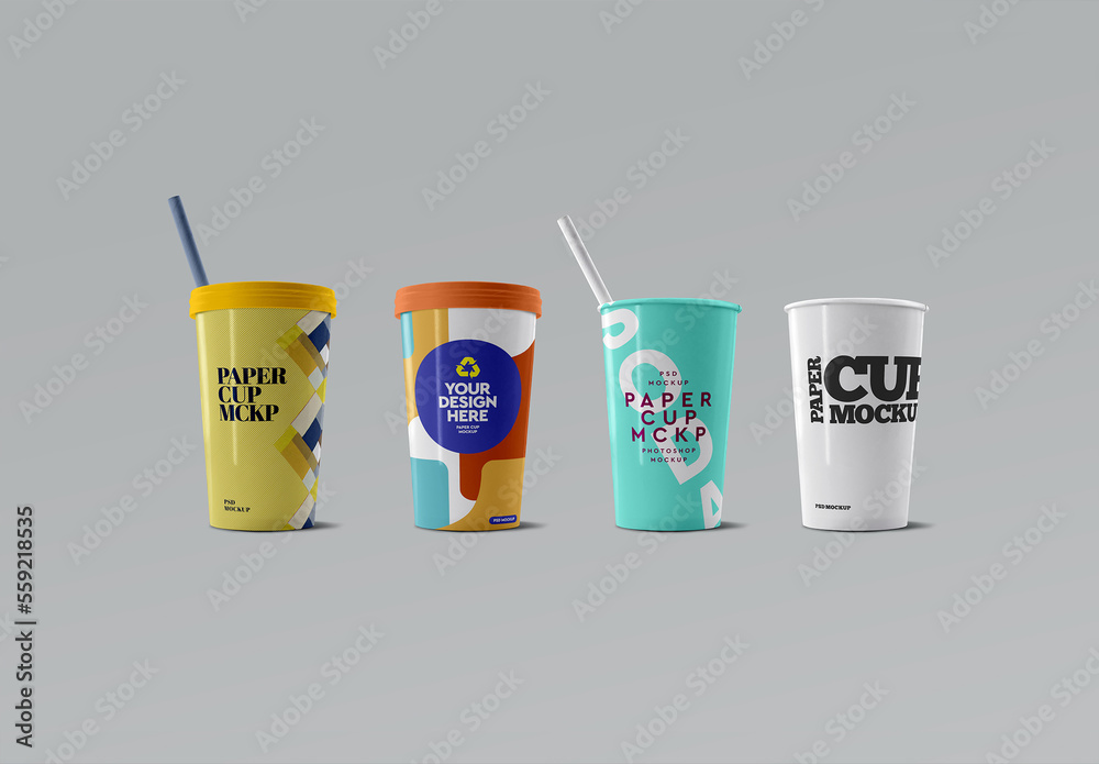 Paper Cup Mockup Recycled White 01 Stock Template | Adobe Stock
