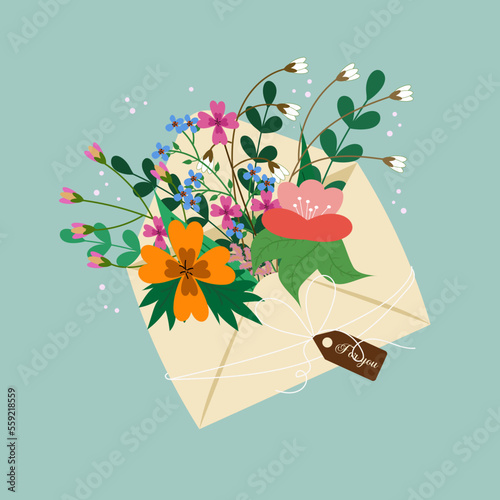 envelope with flowers