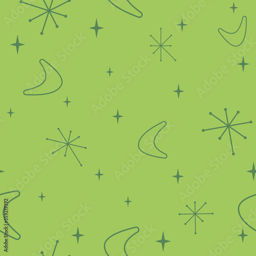 Mid century modern seamless pattern. 1950s vintage style atomic background, retro vector illustration.