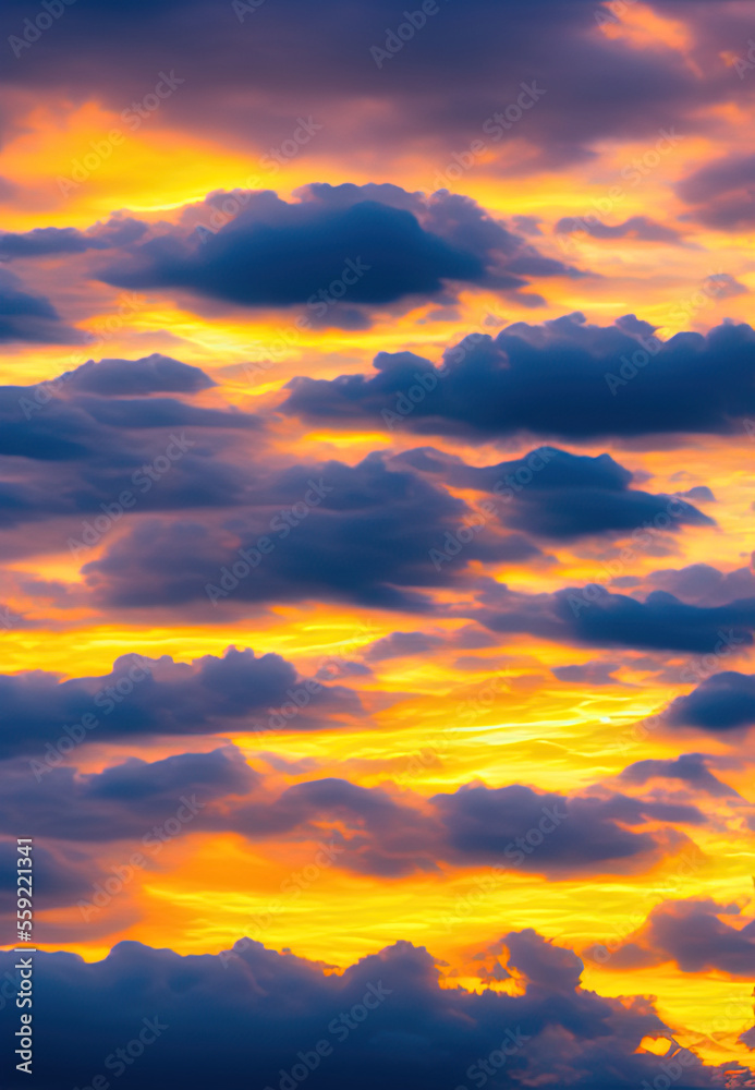 Fototapeta premium Sky scene at sunset with cloudy and golden sunshine