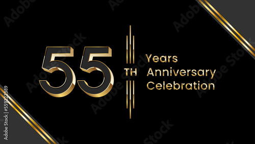 55th Anniversary. Anniversary template design with golden text for anniversary celebration event. Vector Templates Illustration photo