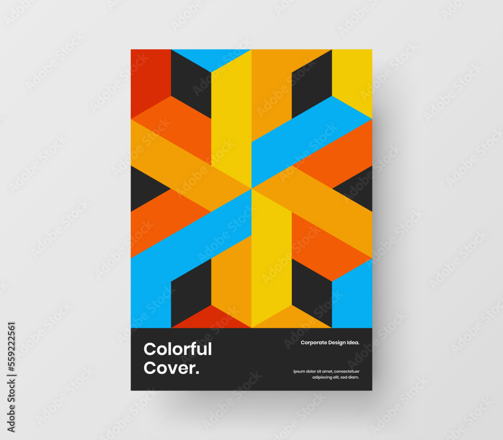 Isolated geometric tiles banner illustration. Multicolored corporate cover design vector concept.