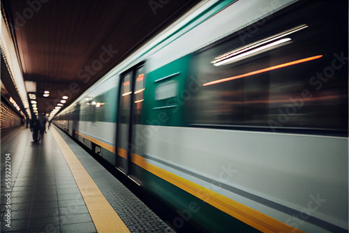 Blurred Motion Of Train At Subway Station