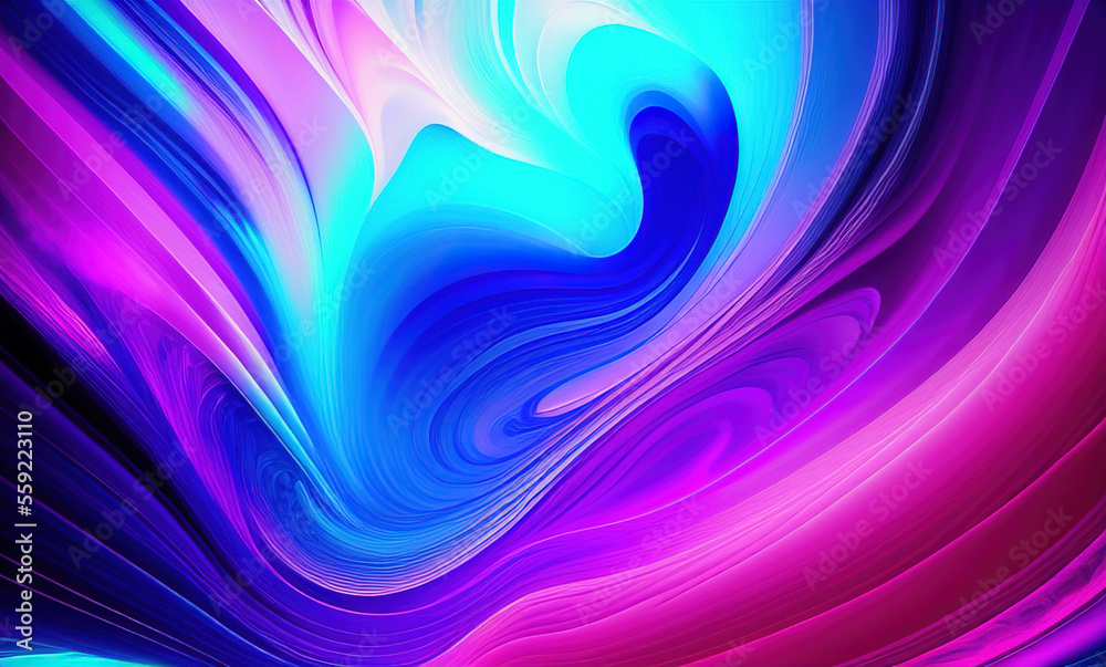 Abstract blue purple neon wavy background . Generative AI Abstract blue purple neon wavy background . Generative AI