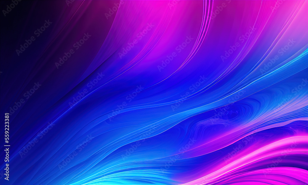 Abstract blue purple neon wavy background . Generative AI Abstract blue purple neon wavy background . Generative AI