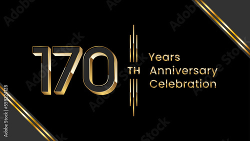 170th Anniversary. Anniversary template design with golden text for anniversary celebration event. Vector Templates Illustration