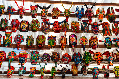 Handcraft guatemaltese ceremonial masks photo