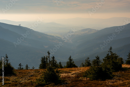 View from the top of Śnieżnik on the Czech Morawa valley / Widok z szczytu Śnieżnika na czeską dolinę Morawy