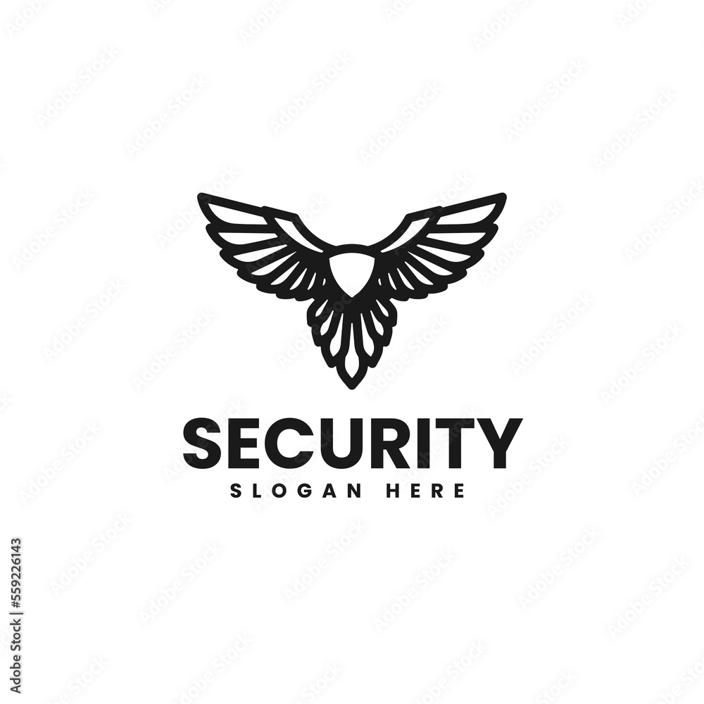 Vector Logo Illustration Security Line Art Style Vector Logo Illustration Security Line Art Style