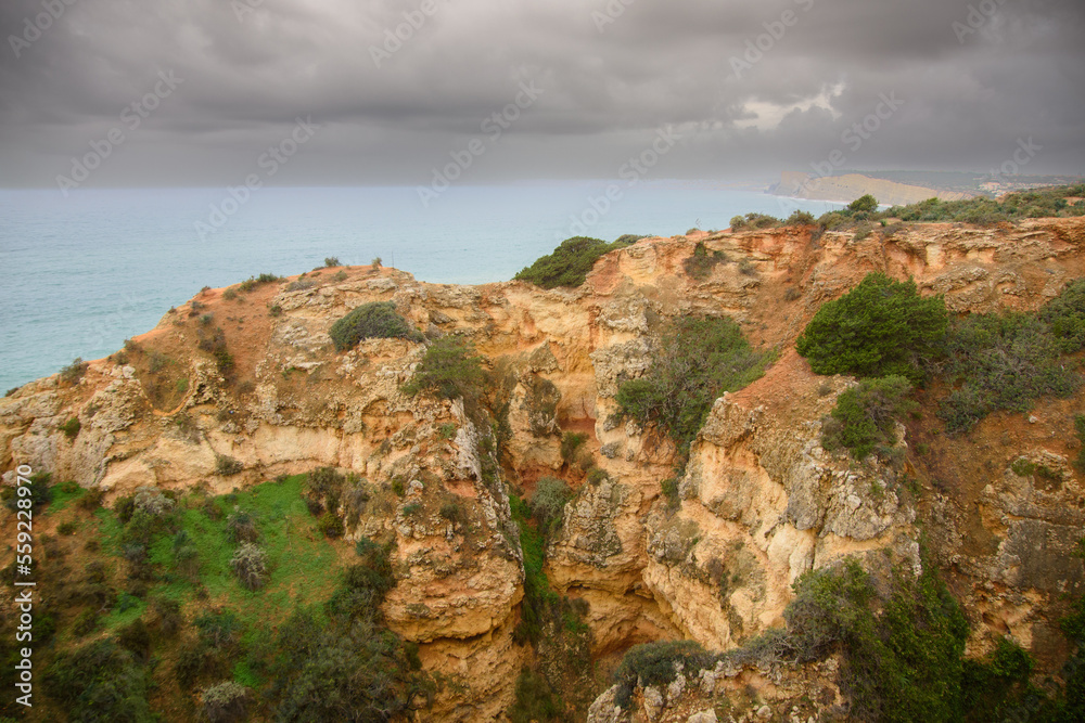 View of the Ponta da Piedade near the city of Lagos in Portugal View of the Ponta da Piedade near the city of Lagos in Portugal