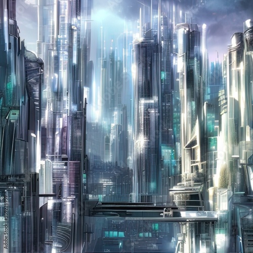 Futuristic city scenery - generative ai