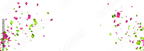 Pink and green cut out foil ribbon exploding confetti.