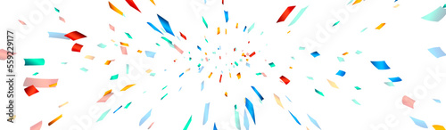 Colorful cut out ribbon perspective confetti.