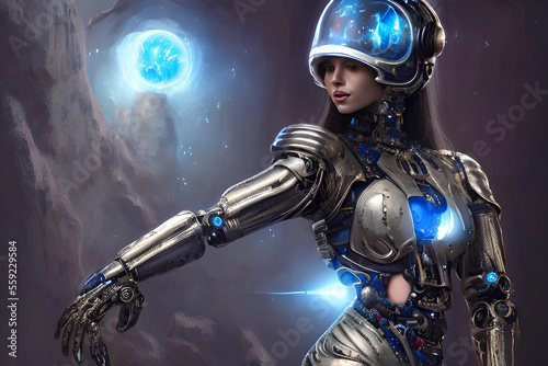 Cyborg computer generated person - Generative AI