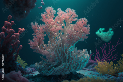 coral reef in sea, underwater photography, fish