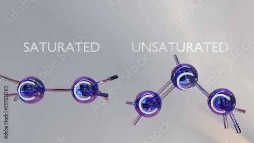 saturated and unsaturated fatty acids, triglyceride, triacylglycerol,  triacylglyceride lipid, glycerol and 3 fatty acids, body fat in humans, structure formula, ball-and-stick model, 3d render	