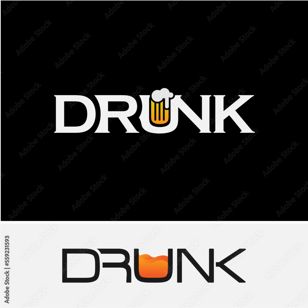 Letter U drunk logo, Drunk typography logo design collection - vector illustration.
glass of beer, emblem, logo, label design, vector illustration. Clicking beer mugs in the black and white sketch.