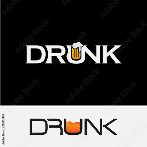 Letter U drunk logo, Drunk typography logo design collection - vector illustration.
glass of beer, emblem, logo, label design, vector illustration. Clicking beer mugs in the black and white sketch.