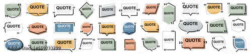 Quote box frame collection. Quotes frames. Quote remark. Set of various colorful isolated quote frames. Speech bubbles with quotation marks. Vector illustration