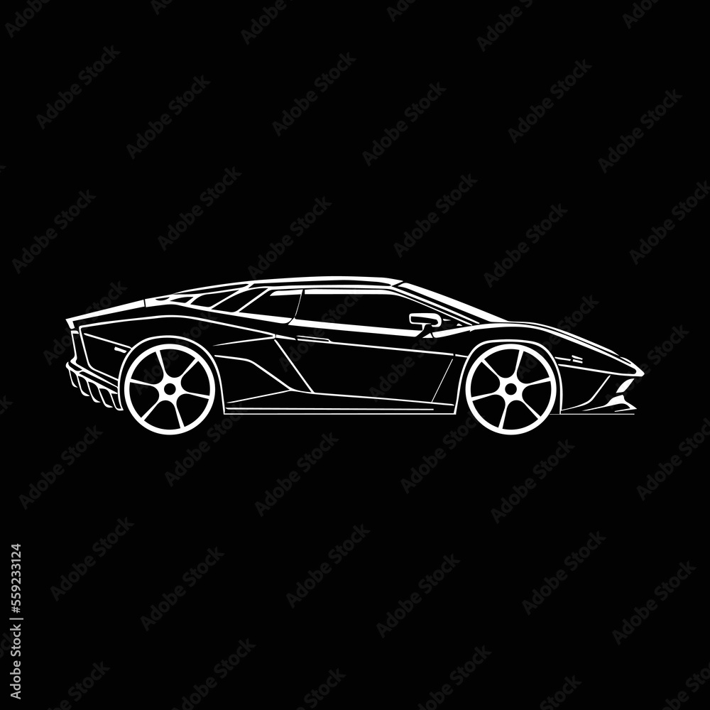 Naklejka premium Sports car vector line art template