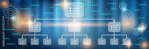 Web folders, catalog structure, remote server, database vector concept illustration. Web banner, header design template