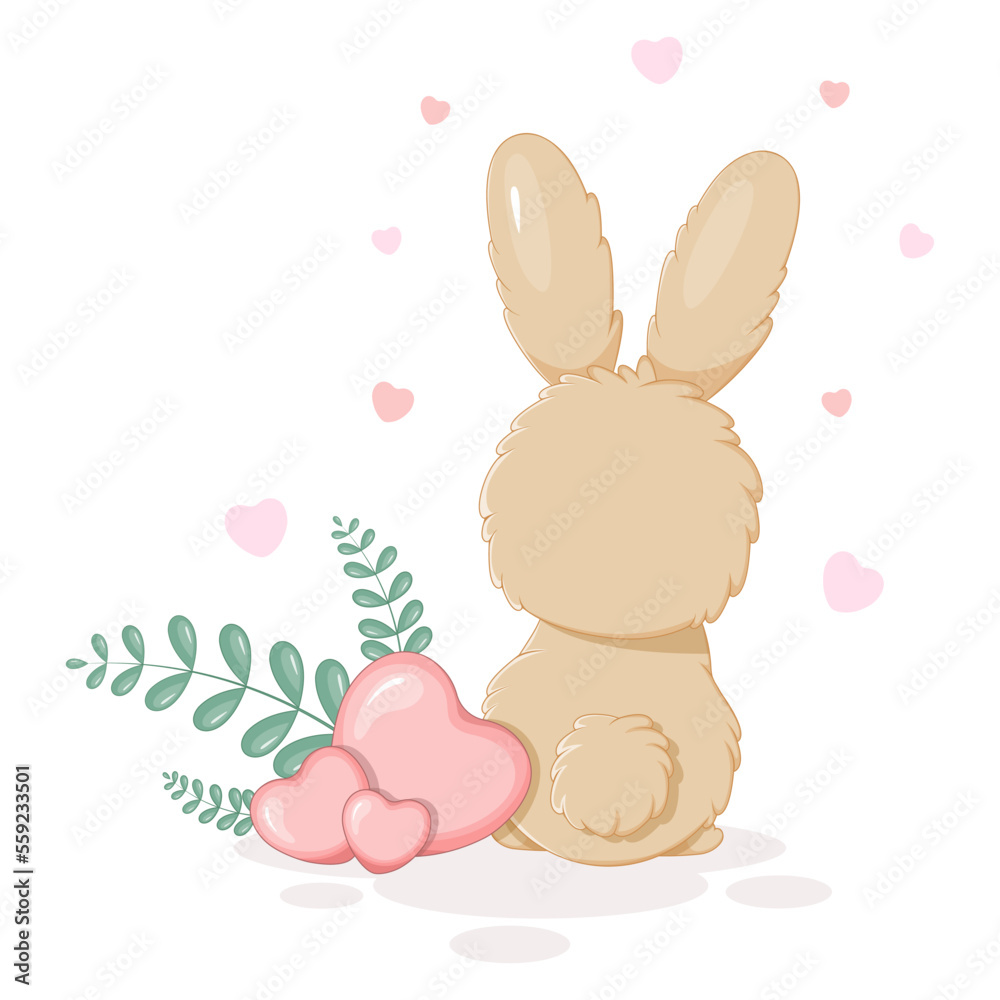 Valentine's Day postcard with romantic bunny Valentine's Day postcard with romantic bunny