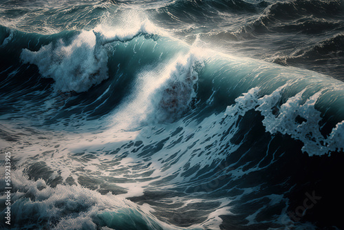 ocean, sea, waves, landscape, sea foam, storm, sea breeze, art illustration