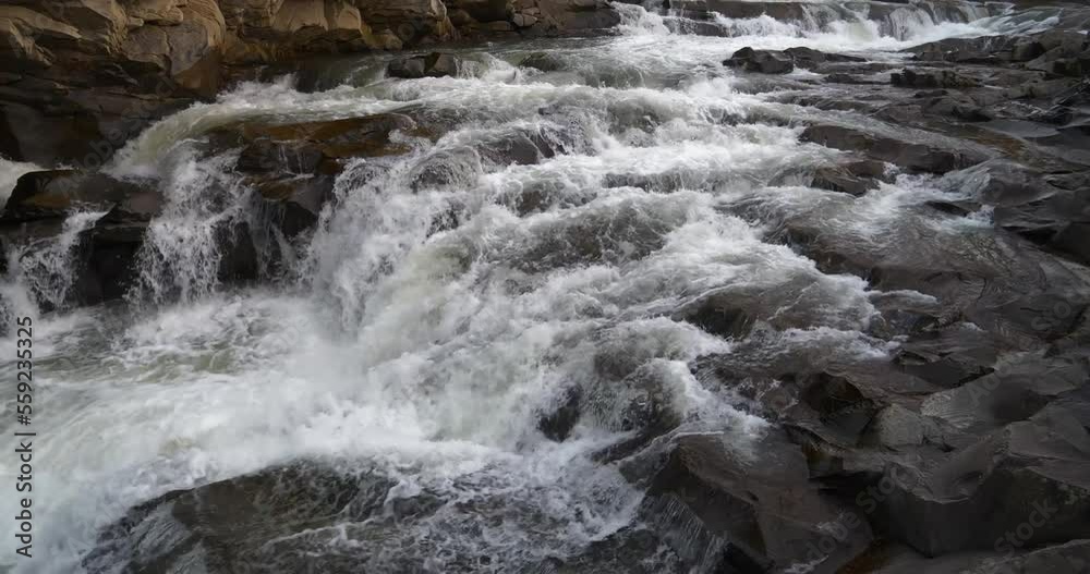 Rapids on the river, waterfall. Cinema 4K 60fps video Rapids on the river, waterfall. Cinema 4K 60fps video